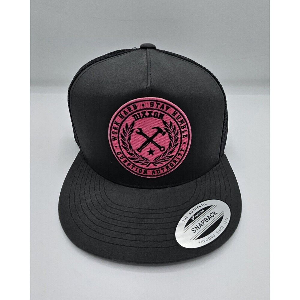 Dixxon Flannel Co Trucker Mesh Snapback Hat Black Pink Work Hard Stay Humble